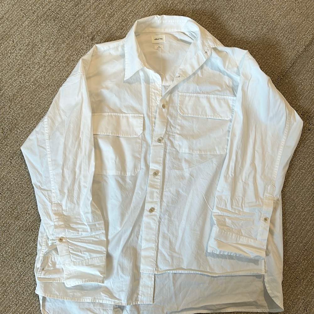 Aritzia XS oversized white utility dress shirt